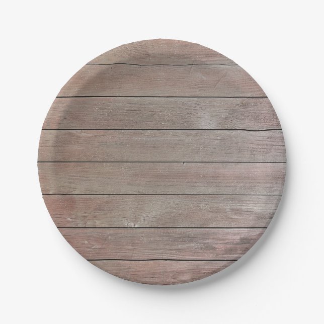 Create Your Own Rustic Barn Wood Birthday Paper Plates (Front)