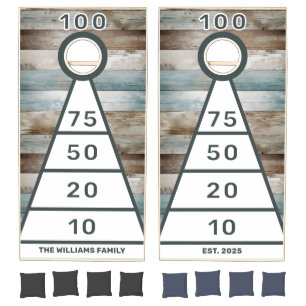 Create Your Own Rustic Coastal Wood Toss Points Cornhole Set