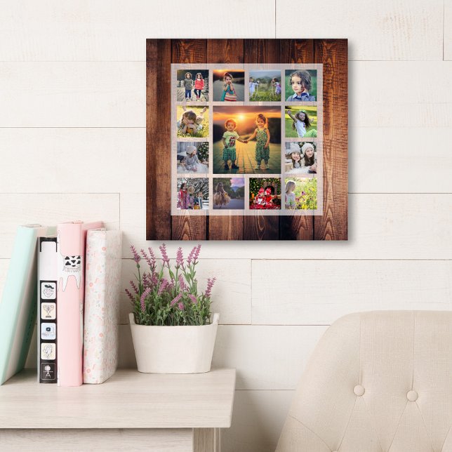 Create your own rustic family photo collage  acrylic print (Rustic photo collage acrylic print. You can add your own photos, wonderful memories.)