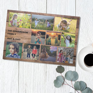 Create your own rustic family photo collage cloth placemat