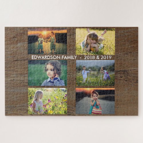 Create your own rustic family photo collage jigsaw puzzle