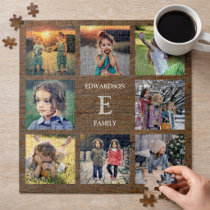 Create your own rustic family photo collage jigsaw puzzle
