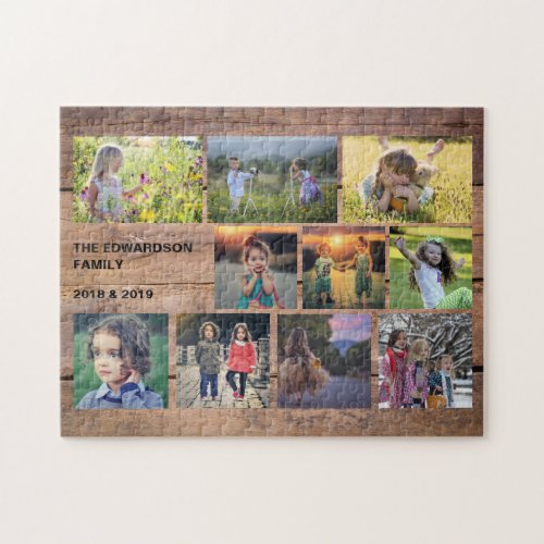 Create your own rustic family photo collage jigsaw puzzle