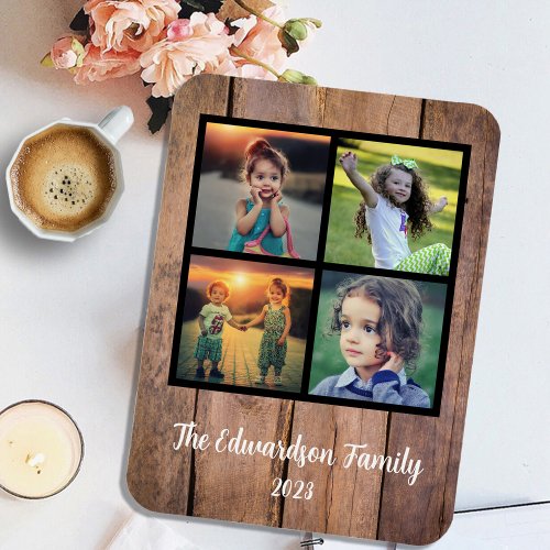 Create your own rustic family photo collage magnet