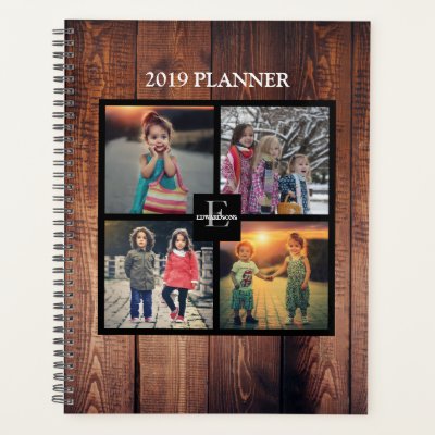 custom family photo collage black personalized planner zazzle com