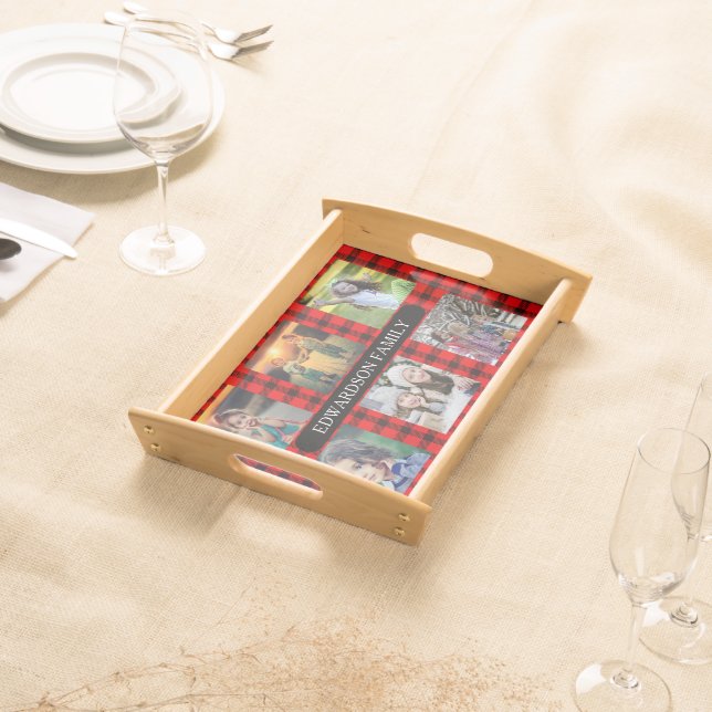 Create your own rustic family photo collage serving tray (Front)