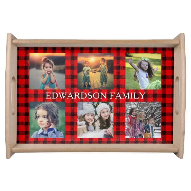 Create your own rustic family photo collage serving tray (Front)