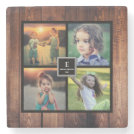 Create your own rustic family photo collage stone coaster Create your own rustic family photo collage stone coaster
