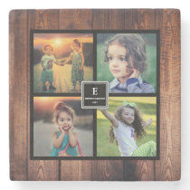 Create your own rustic family photo collage stone coaster Create your own rustic family photo collage stone coaster