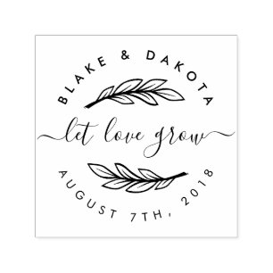 Create Your Own Rustic Let Love Grow Wedding Date Self-inking Stamp