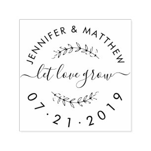 Create Your Own Rustic Let Love Grow Wedding Date Self-inking Stamp