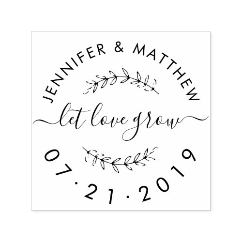 Create Your Own Rustic Let Love Grow Wedding Date Self_inking Stamp