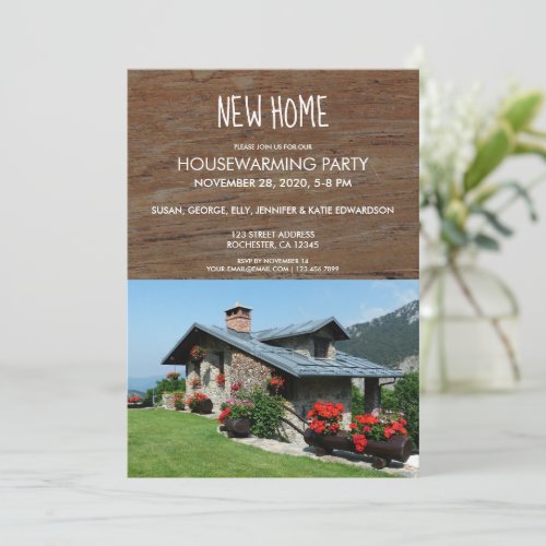 Create your own rustic New Home housewarming photo Invitation