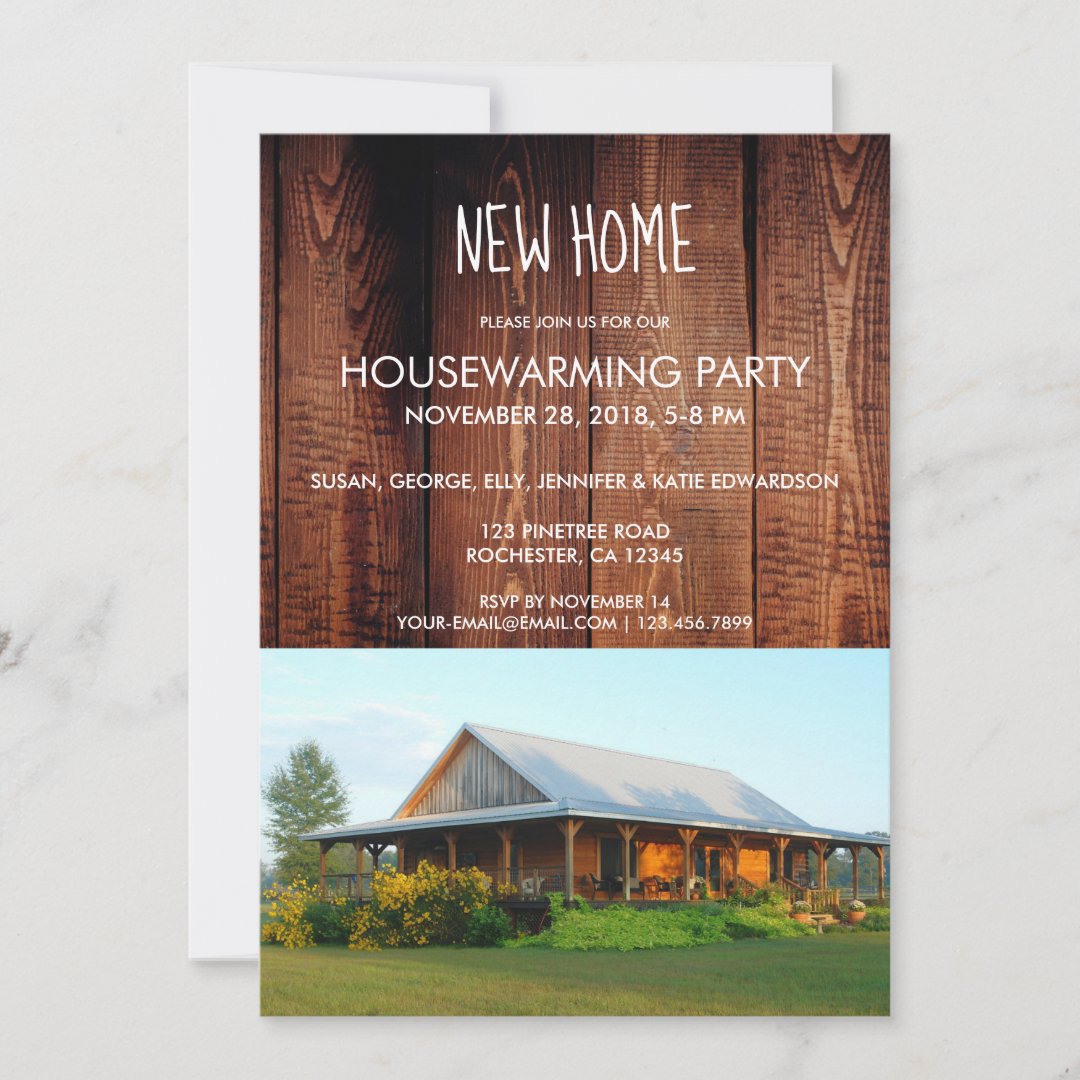 Create your own rustic New Home housewarming photo Invitation | Zazzle