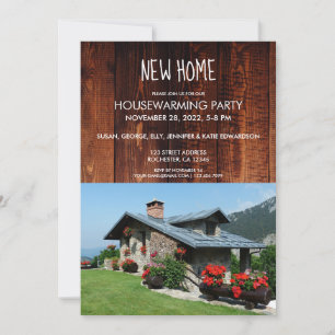Create your own rustic New Home housewarming photo Invitation