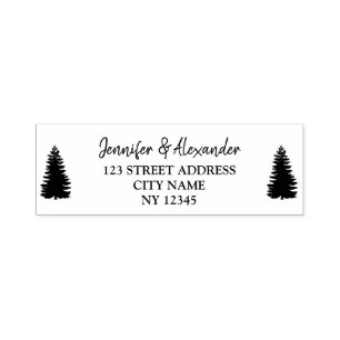 Create your own rustic pine tree return address self-inking stamp