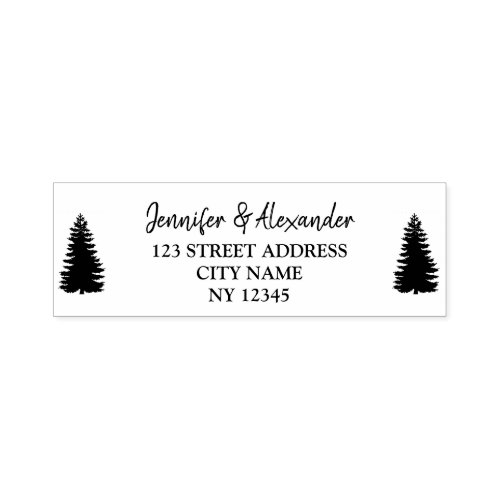 Create your own rustic pine tree return address self_inking stamp