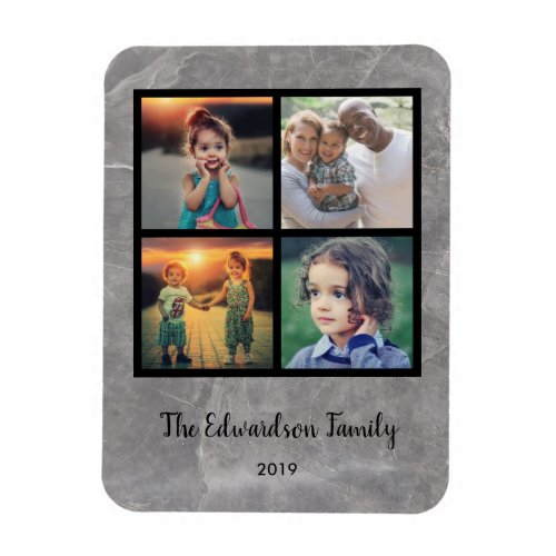 Create your own rustic stone family photo collage magnet