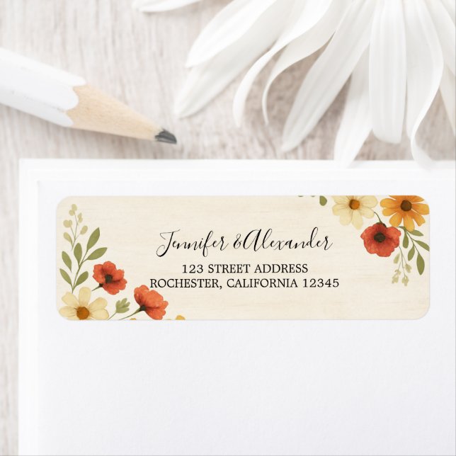 Create your own rustic watercolor floral Wedding Label (Insitu)