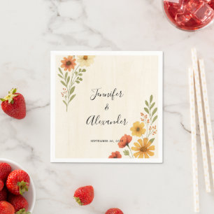 Create your own rustic watercolor floral wedding napkins