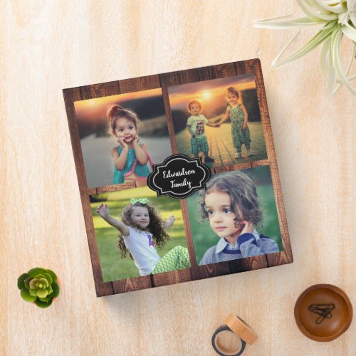 Create your own rustic wood family photo 3 ring binder