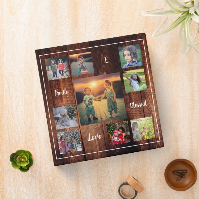 Create your own rustic wood family photo collage 3 ring binder (In Situ)