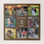 Create your own rustic wood family photo collage jigsaw puzzle<br><div class="desc">Create your own most beautiful family photo collage puzzle.
Family name and monogram,  photo collage jigsaw puzzle
You can personalize it and add your most beautiful photos,  add your name and monogram. Great fun !</div>