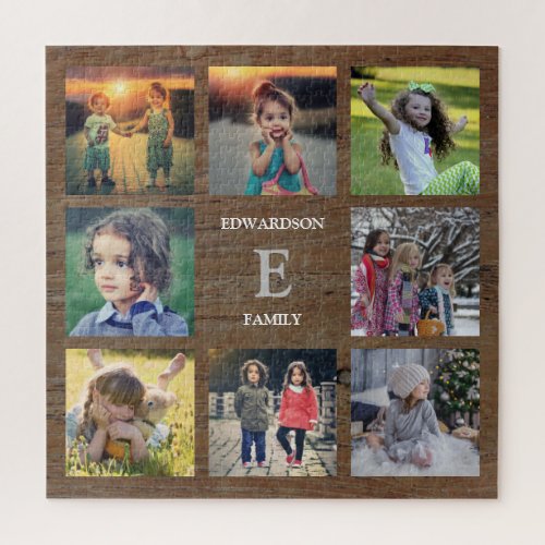 Create your own rustic wood family photo collage jigsaw puzzle