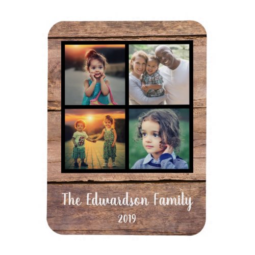 Create your own rustic wood family photo collage magnet