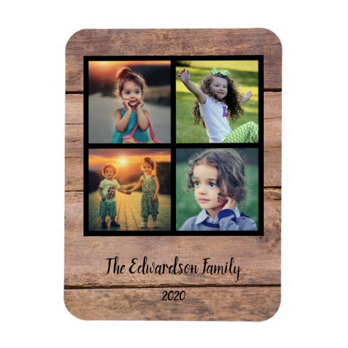 Create your own rustic wood family photo collage magnet