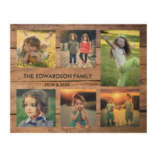 Create your own rustic wood family photo collage w wall art
