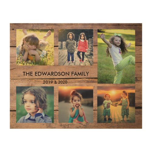 Create your own rustic wood family photo collage w wood wall art