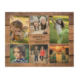 Create your own rustic wood family photo collage wall art
