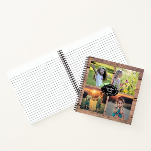 Create your own rustic wood family photo notebook