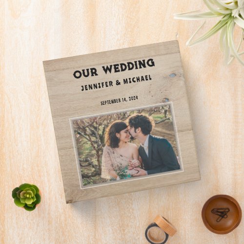 Create your own rustic wood photo country Wedding 3 Ring Binder