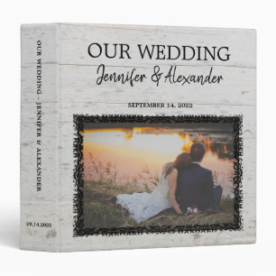 Create your own rustic wood photo wedding album 3  ring binder