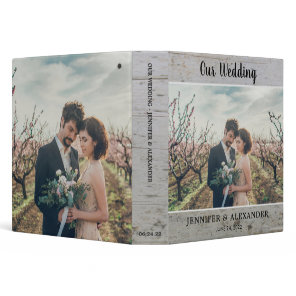 Create your own rustic wood photo wedding album 3 ring binder