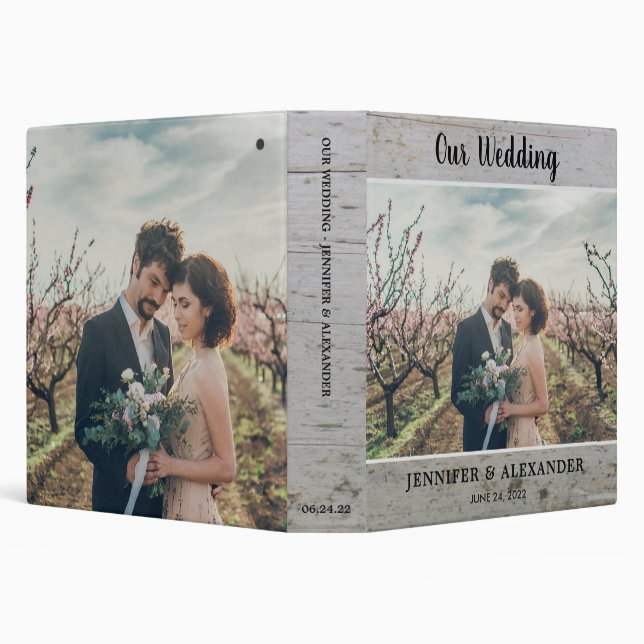Create your own rustic wood photo wedding album 3 ring binder (Background)