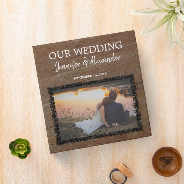 Create your own rustic wood photo wedding album 3 ring binder (In Situ)