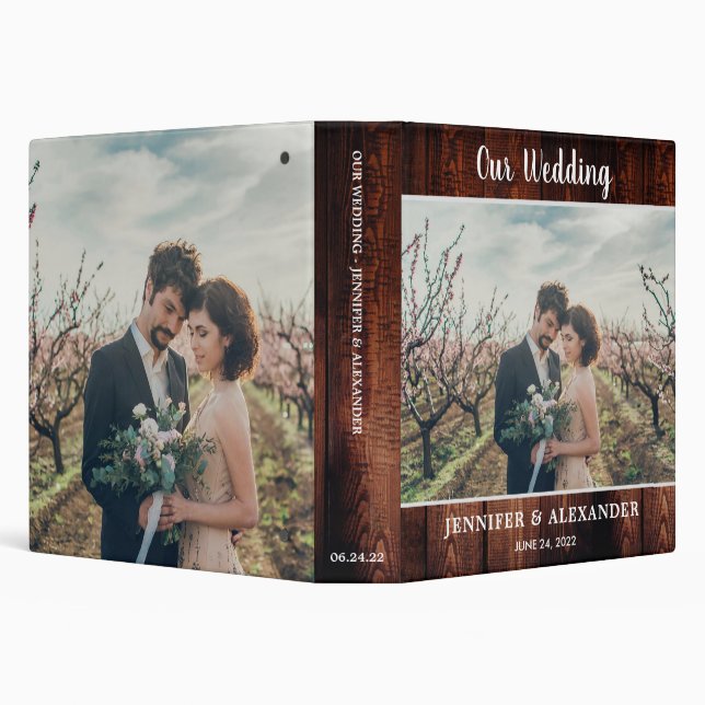 Create your own rustic wood photo wedding album 3 ring binder (Background)