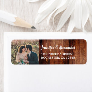 Create your own rustic wood photo Wedding Label