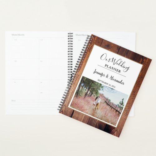 Create your own rustic wood photo wedding Planner