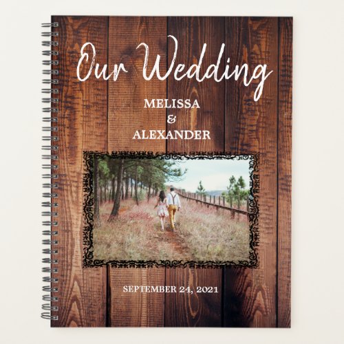 Create your own rustic wood photo Wedding Planner