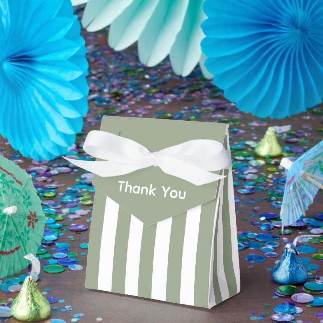 Create Your Own Sage Green White Striped Pattern Favor Boxes (Party)