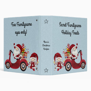 Create Your Own Santa Christmas Scooter Gnome 3 Ring Binder