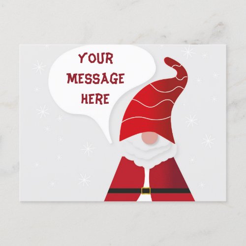 Create Your Own Santa Gnome Funny Red  White Holiday Postcard