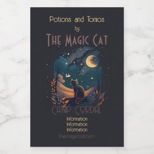 Create Your Own Scenic Mystical Black Cat Wine Label