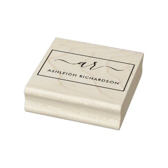 Create Your Own Script Initials & Custom Name Rubber Stamp | Zazzle