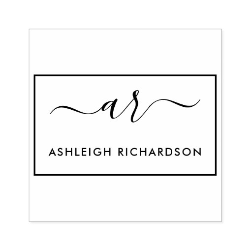 Create Your Own Script Initials & Custom Name Rubber Stamp Zazzle