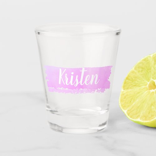Create Your Own Script Name Pink Watercolor Shot Glass